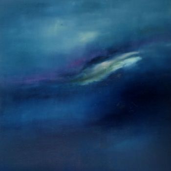 Painting titled "Blue Landscape" by Rajesh Shukla, Original Artwork, Oil