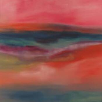 Painting titled "pink landscape" by Rajesh Shukla, Original Artwork, Oil