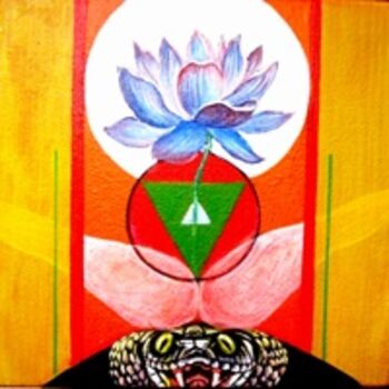 Ζωγραφική με τίτλο "Kundalini" από Rajesh Shukla, Αυθεντικά έργα τέχνης, Λάδι