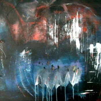 Peinture intitulée "La nuit des temps" par Bruno Briatte, Œuvre d'art originale, Huile