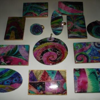 Collages intitulée "bijoux marine" par Manon, Œuvre d'art originale