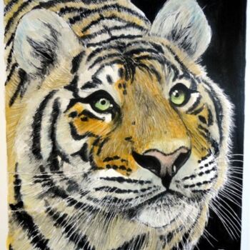 Painting titled "TÊTE DE TIGRE" by Michel Cendra-Terrassa, Original Artwork