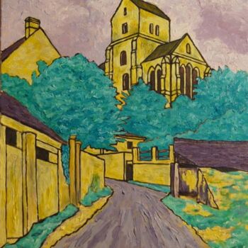 Peinture intitulée "Eglise de Brumetz -…" par Pierre Paszkowski, Œuvre d'art originale, Huile