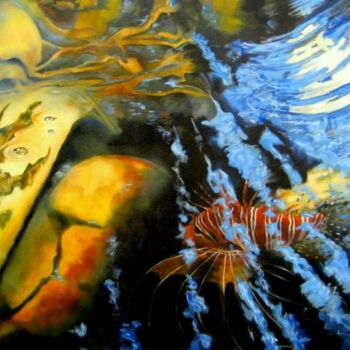 Peinture intitulée "" Le BATEAU IVRE" R…" par Catherine Chesneau, Œuvre d'art originale, Huile Monté sur Châssis en bois