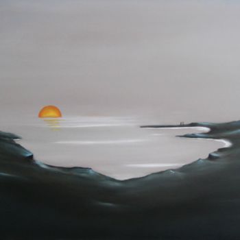 Painting titled "" Minuit "" by Martial Dumoulin, Original Artwork, Oil Mounted on Wood Stretcher frame