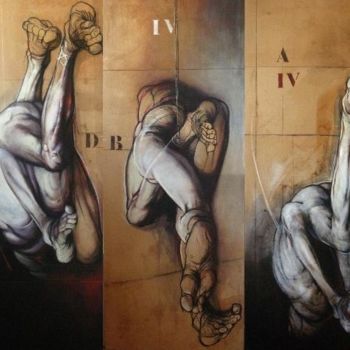 「TRYPTIQUE  D-II B-I…」というタイトルの絵画 Claude Duvauchelleによって, オリジナルのアートワーク, オイル