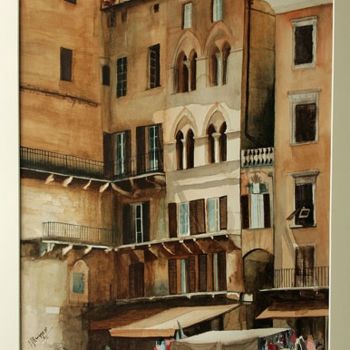 Ζωγραφική με τίτλο "Piazza del Campo Si…" από Bas Huijgen, Αυθεντικά έργα τέχνης