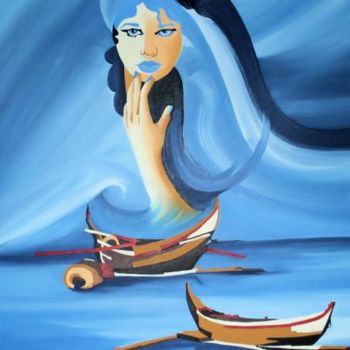 Peinture intitulée "Senhora das águas d…" par Dina De Souza, Œuvre d'art originale, Huile