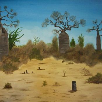 「BALLADE EN AFRIQUE」というタイトルの絵画 Dany Champemeによって, オリジナルのアートワーク, オイル