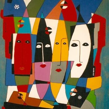 Peinture intitulée "Le Bambole" par H . Mortazavi, Œuvre d'art originale, Huile