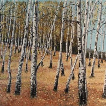 Malerei mit dem Titel "Березовая роща (осе…" von Timofei Gorea, Original-Kunstwerk