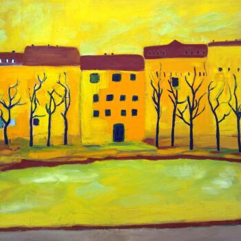 Painting titled "The urban landscape" by Janna Shulrufer, Original Artwork, Oil