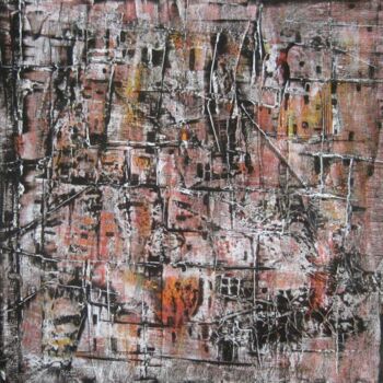 Peinture intitulée "favelas 3" par Anne-Marie Mary, Œuvre d'art originale, Acrylique Monté sur Panneau de bois
