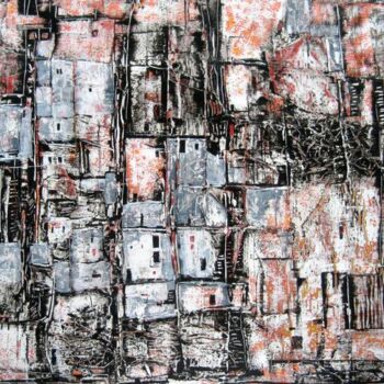 Peinture intitulée "Façades 3" par Anne-Marie Mary, Œuvre d'art originale, Acrylique Monté sur Panneau de bois