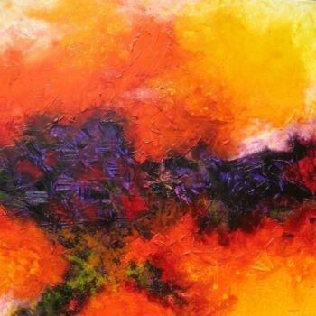 Peinture intitulée "Incandescence" par Anne-Marie Mary, Œuvre d'art originale, Huile Monté sur Châssis en bois