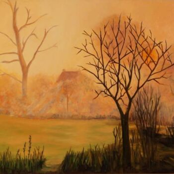 Peinture intitulée "petit matin" par Pierre Paszkowski, Œuvre d'art originale, Huile