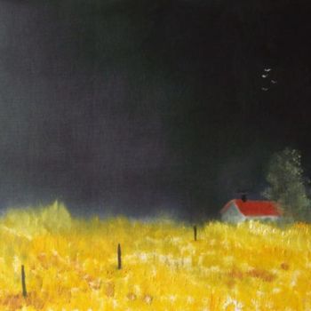 Painting titled "The Red Barn" by Andy Davis, Original Artwork, Oil