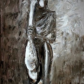 「Vogue Cafe Omsk」というタイトルの絵画 Jarmo Korhonenによって, オリジナルのアートワーク, オイル ウッドストレッチャーフレームにマウント