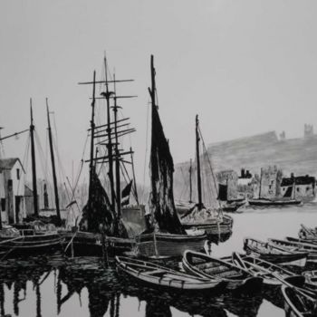Painting titled "Whitby Harbour (180…" by Andy Davis, Original Artwork, Oil
