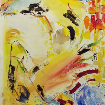 Peinture intitulée "le cheval" par Nanou, Œuvre d'art originale, Huile