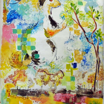 Peinture intitulée "le lièvre" par Nanou, Œuvre d'art originale, Acrylique