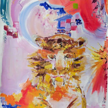 Peinture intitulée "le tigre" par Nanou, Œuvre d'art originale, Huile