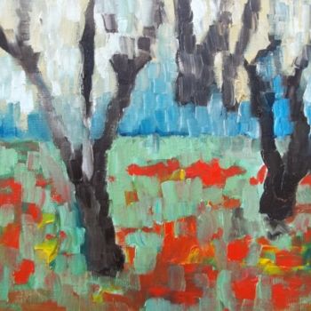 Painting titled "Meadow" by Janel Bragg, Original Artwork, Oil