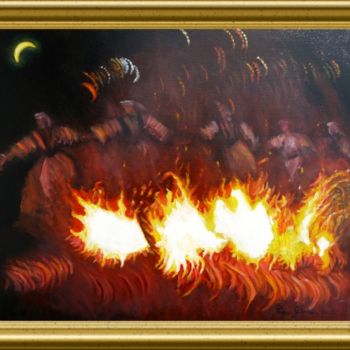 Peinture intitulée "Feu de joie" par Térégia, Œuvre d'art originale