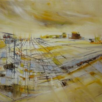 Painting titled "Vers la gare..." by Christelle Veron Cherbonnier, Original Artwork