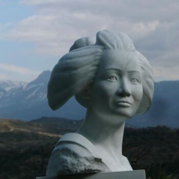 Sculpture intitulée "Geisha Sen Saké" par Jean-Paul Daire, Œuvre d'art originale, Pierre