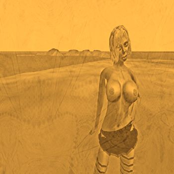 naked girl in orange created with sl