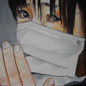 Ζωγραφική με τίτλο "JAPON, LA DOULEUR" από Catherine Wernette, Αυθεντικά έργα τέχνης, Λάδι