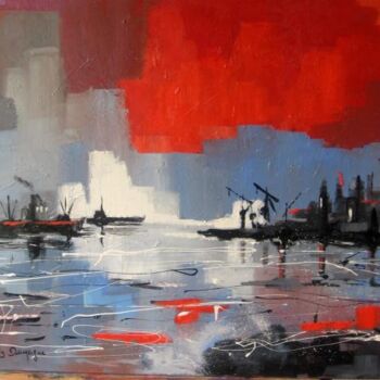 Peinture intitulée "Au mouillage devant…" par Jacky Dumergue, Œuvre d'art originale, Huile