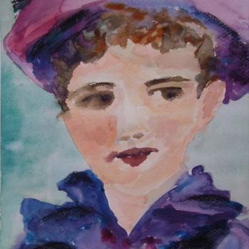 Картина под названием "A PORTRET" - Ljiljana Smoljan, Подлинное произведение искусства, Акварель