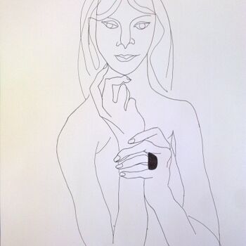 「Portrait 4」というタイトルの描画 Janna Shulruferによって, オリジナルのアートワーク, ジェルペン