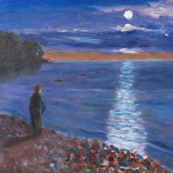 Pittura intitolato "Perigee Moon" da Herscovitch Larry, Opera d'arte originale, Olio