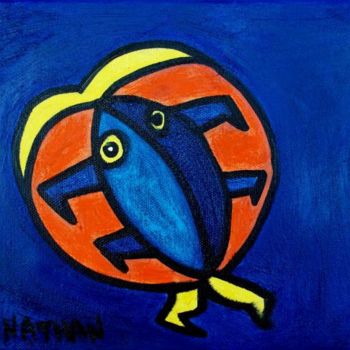 Painting titled "Mini monstre 1" by Nathalia Chipilova, Original Artwork, Oil