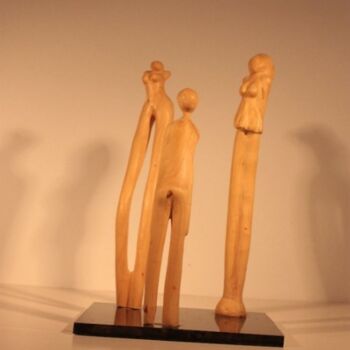 Scultura intitolato "Causeries - à trois…" da Max Bernard, Opera d'arte originale, Legno