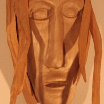 Scultura intitolato "Jésus - rasta ?" da Max Bernard, Opera d'arte originale, Legno