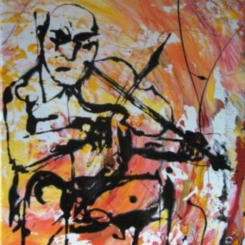 Pintura intitulada "VIOLINISTA" por Mário Fresco, Obras de arte originais, Óleo