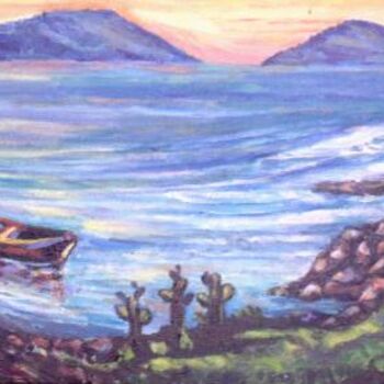 Painting titled "bateau éclairée dan…" by Eduardo Antonio Arêas Rêgo Monteiro, Original Artwork, Oil