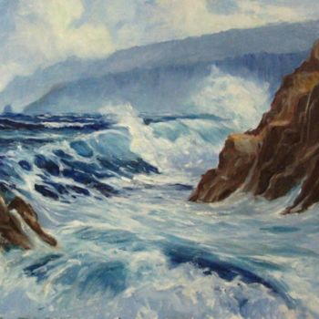 Peinture intitulée "The Big Wave" par Olga Gorbacheva, Œuvre d'art originale