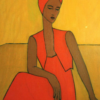 Peinture intitulée "femme solaire 7" par Jany Roberts, Œuvre d'art originale