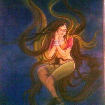 Painting titled "Contemplation1" by Suddha Sama, Original Artwork, Watercolor