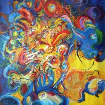 Ζωγραφική με τίτλο "The Samsara Man" από Geert Heirbaut, Αυθεντικά έργα τέχνης, Ακρυλικό