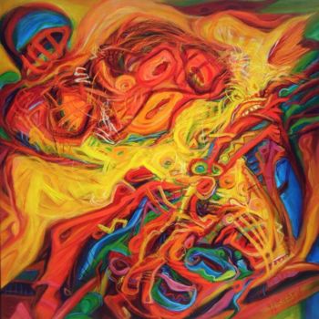 Pintura intitulada "Naked monkey" por Geert Heirbaut, Obras de arte originais, Acrílico