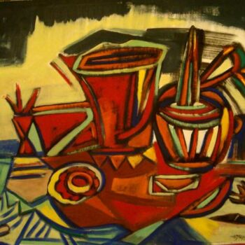 Peinture intitulée "nature morte" par Frédérique Manley, Œuvre d'art originale, Huile