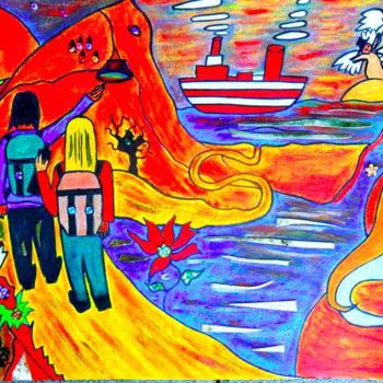 Malerei mit dem Titel "On the way" von Georg Kiehn, Original-Kunstwerk