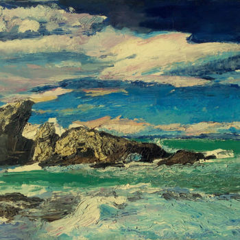 Painting titled "Vagues s'écrasant s…" by Grégoire Koboyan (Cricorps), Original Artwork, Oil