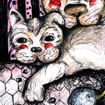 图画 标题为“Les Croquettes” 由Karine Garelli (Reds Robin), 原创艺术品, 其他